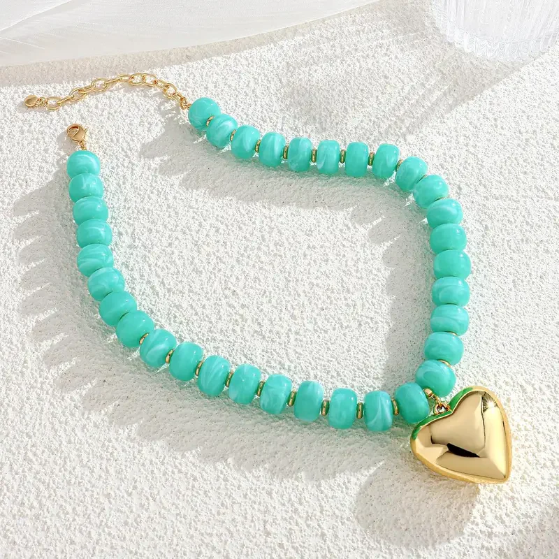 Chunky Bead Heart Necklace - Image 6
