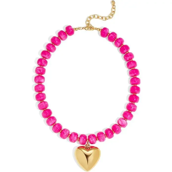 Chunky Bead Heart Necklace - Image 7
