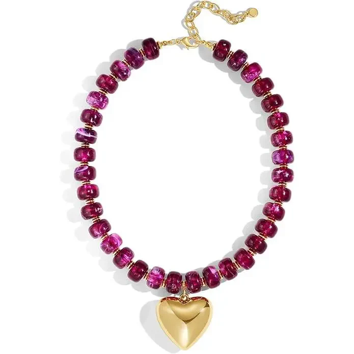 Chunky Bead Heart Necklace - Image 8