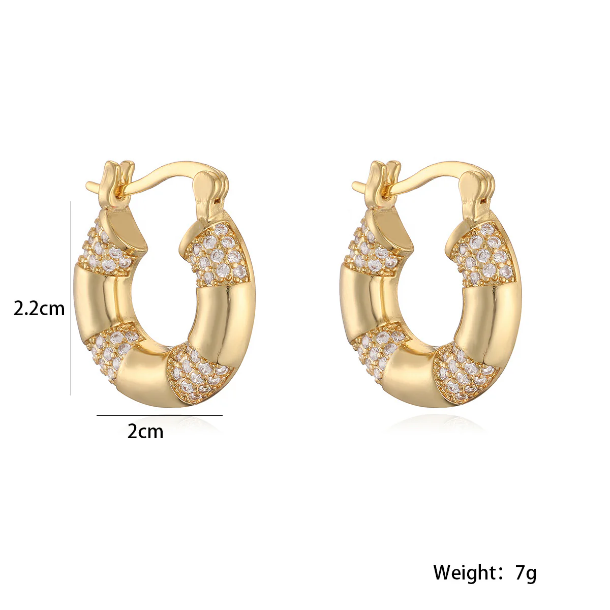 Chunky Crystal Accent Hoop Earrings - Image 3