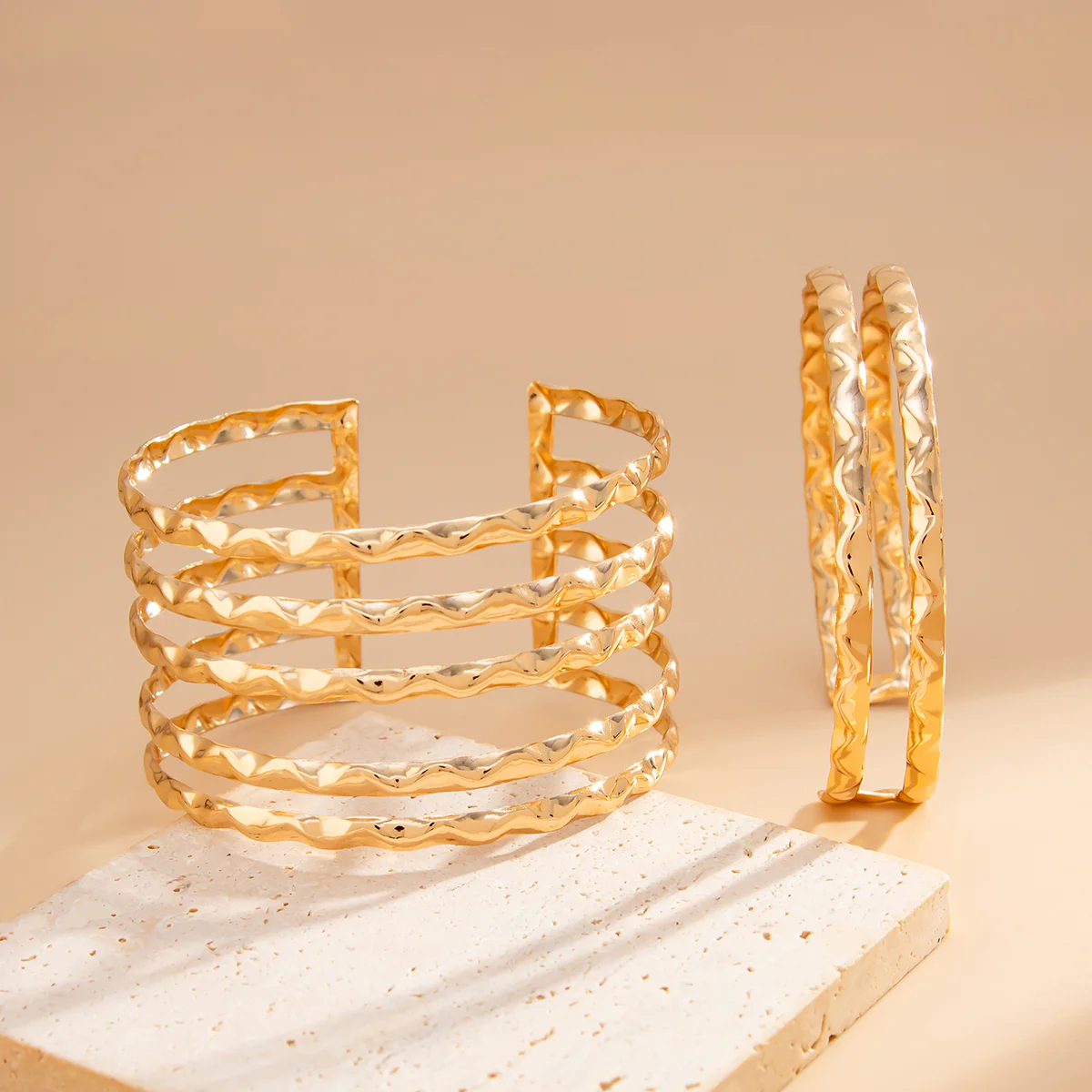 Chunky Geometric Cuff Bracelet - Image 3