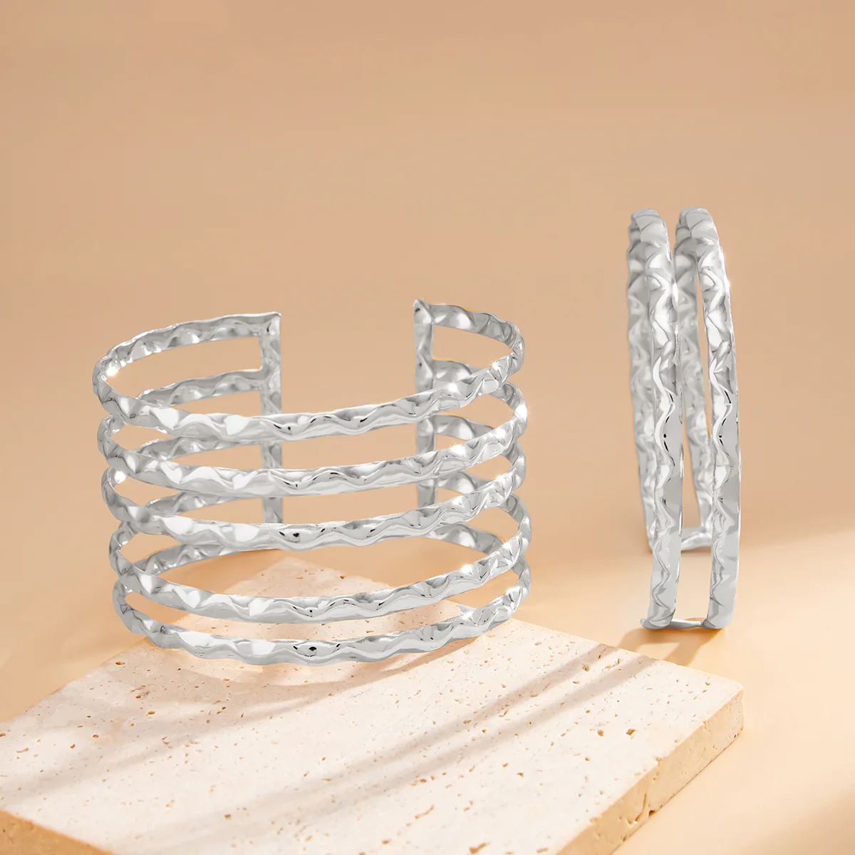 Chunky Geometric Cuff Bracelet - Image 4
