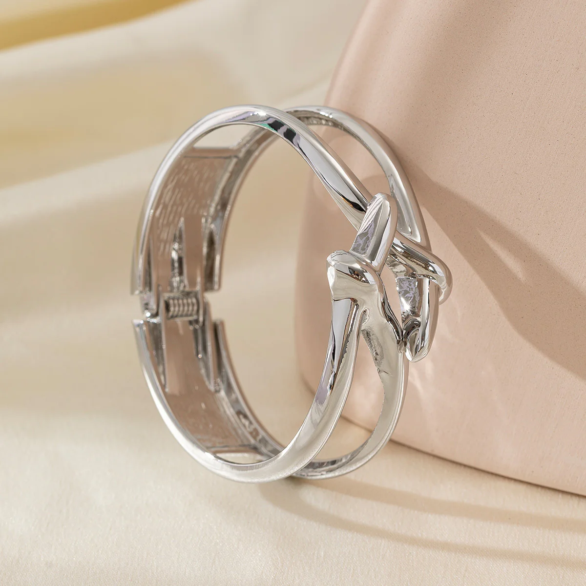 Chunky Gold Crossover Bracelet - Image 3