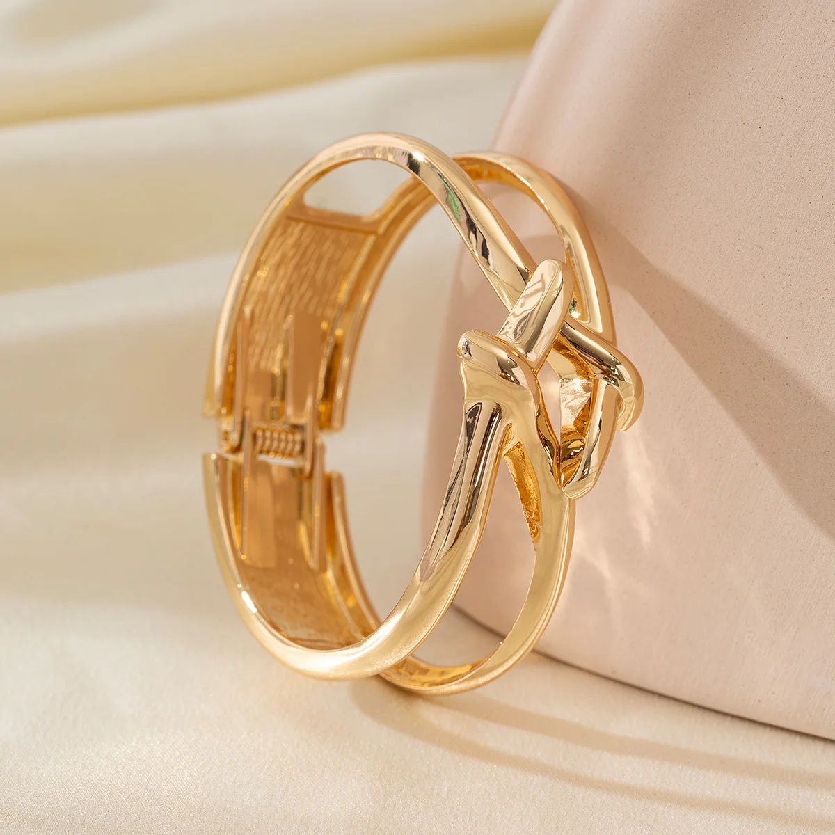 Chunky Gold Crossover Bracelet - Image 4