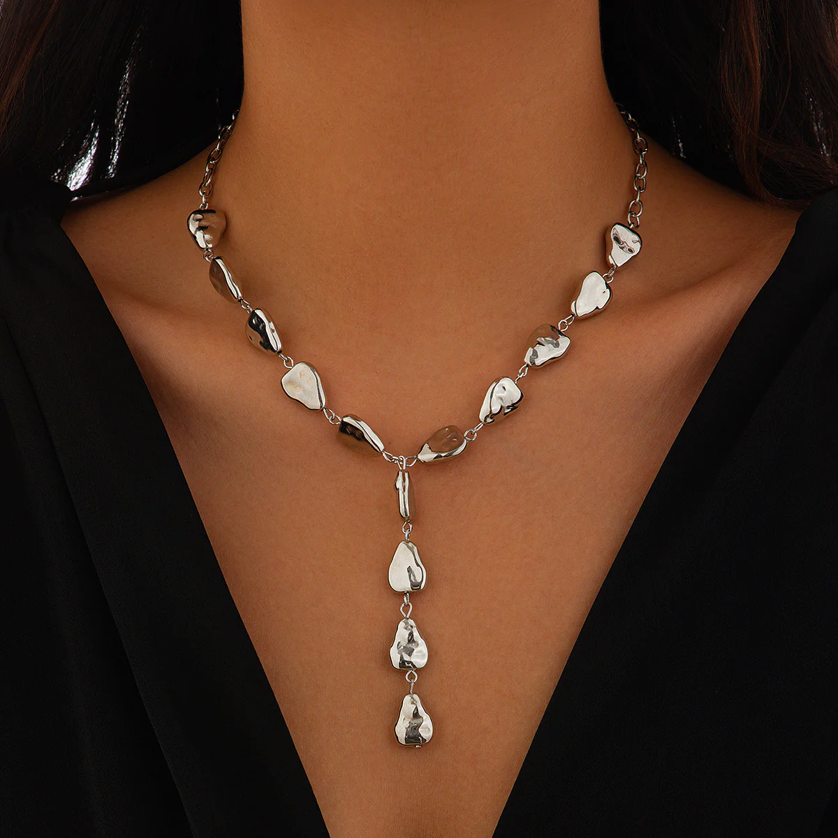 Chunky Gold Drop Statement Necklace - Image 2