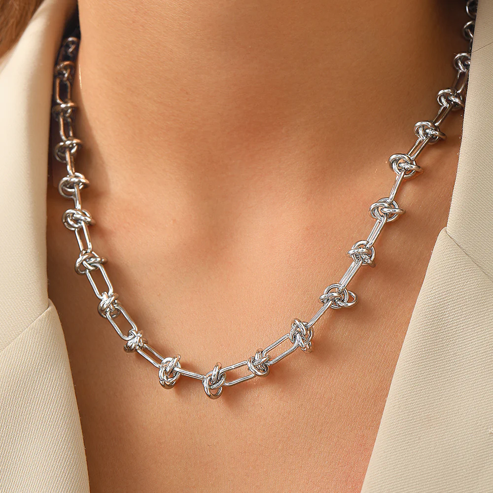 Chunky Gold Knot Chain Necklace - Image 3