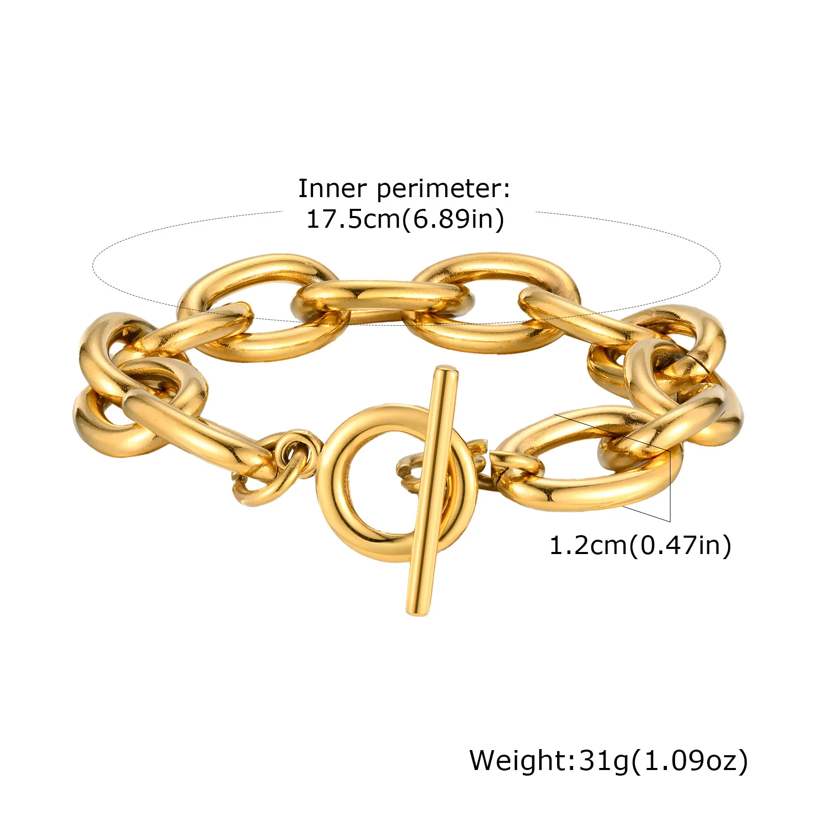 Chunky Gold Toggle Clasp Bracelet - Image 7