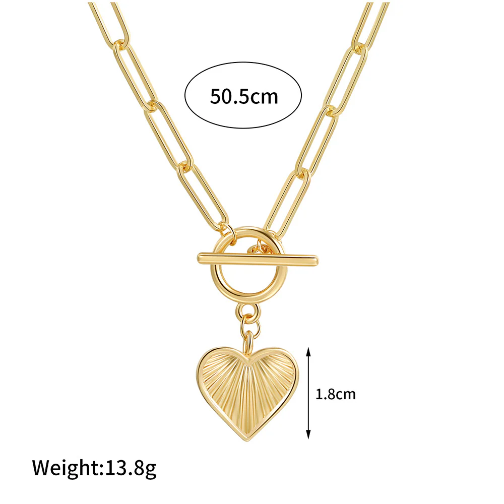 Chunky Heart Pendant Chain Necklace - Image 4