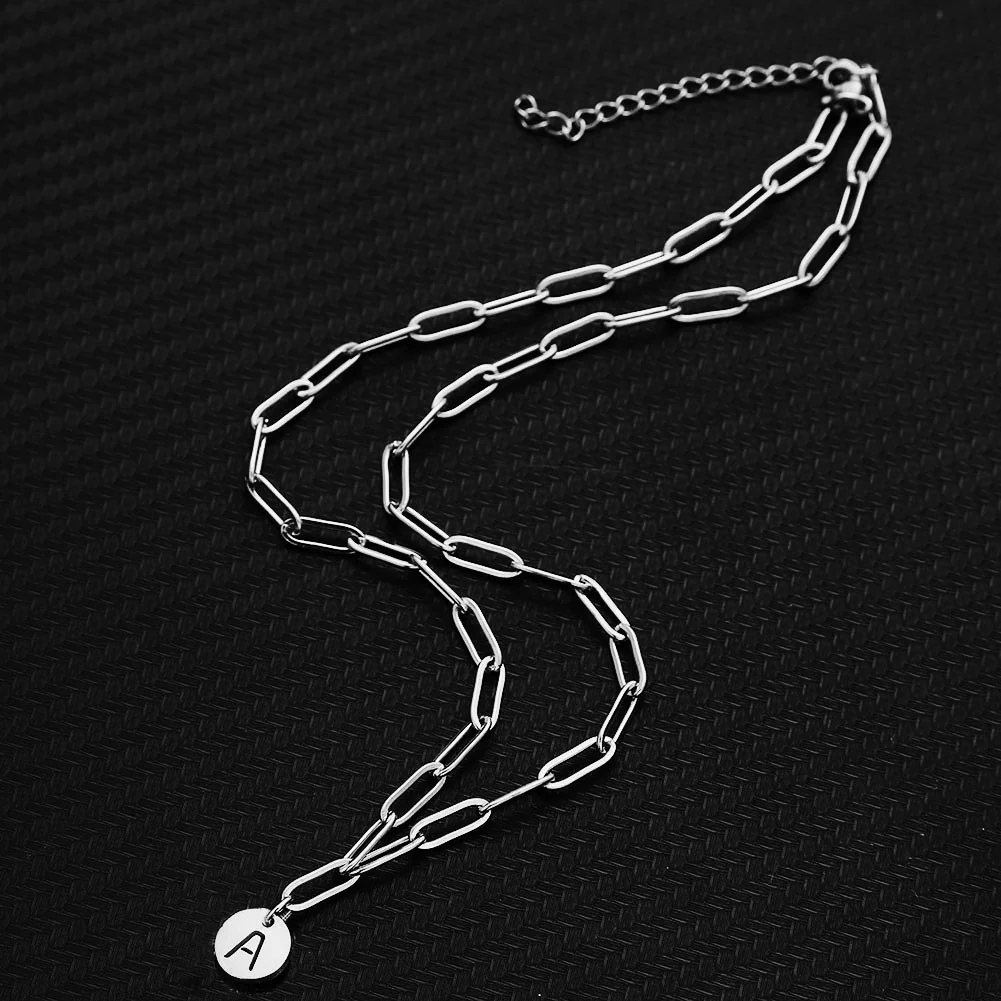 Chunky Initial Pendant Chain Necklace - Image 3