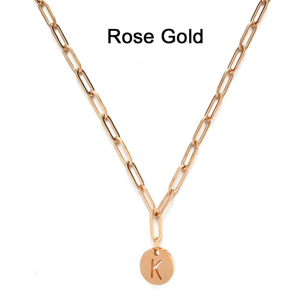 Chunky Initial Pendant Chain Necklace - Image 4