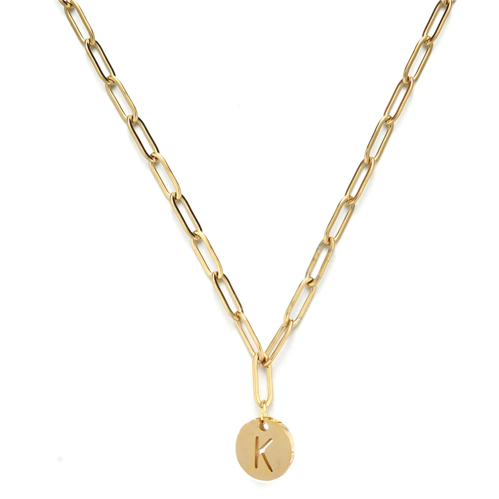 Chunky Initial Pendant Chain Necklace - Image 7
