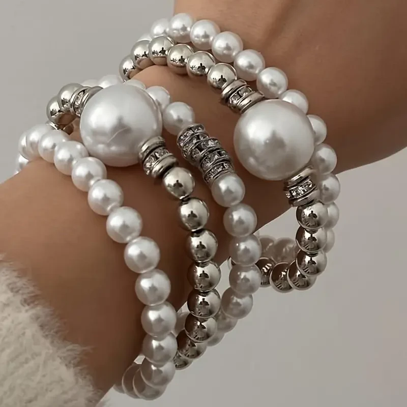 Chunky Pearl Beaded Bracelet Set - Image 2