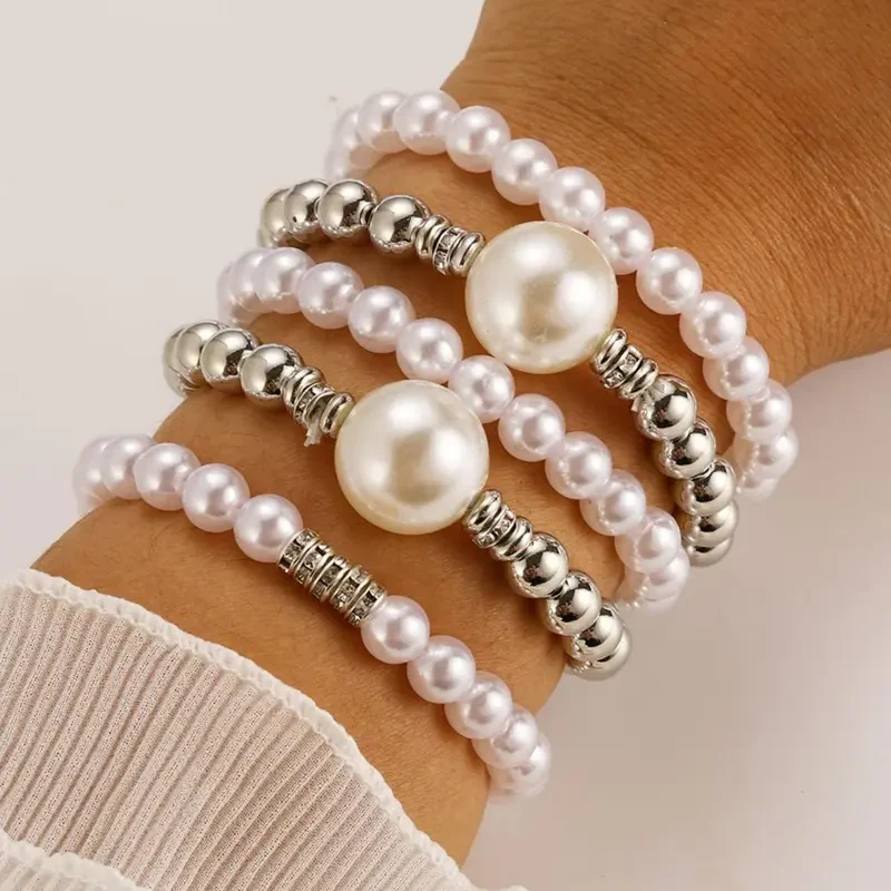 Chunky Pearl Beaded Bracelet Set - Image 4