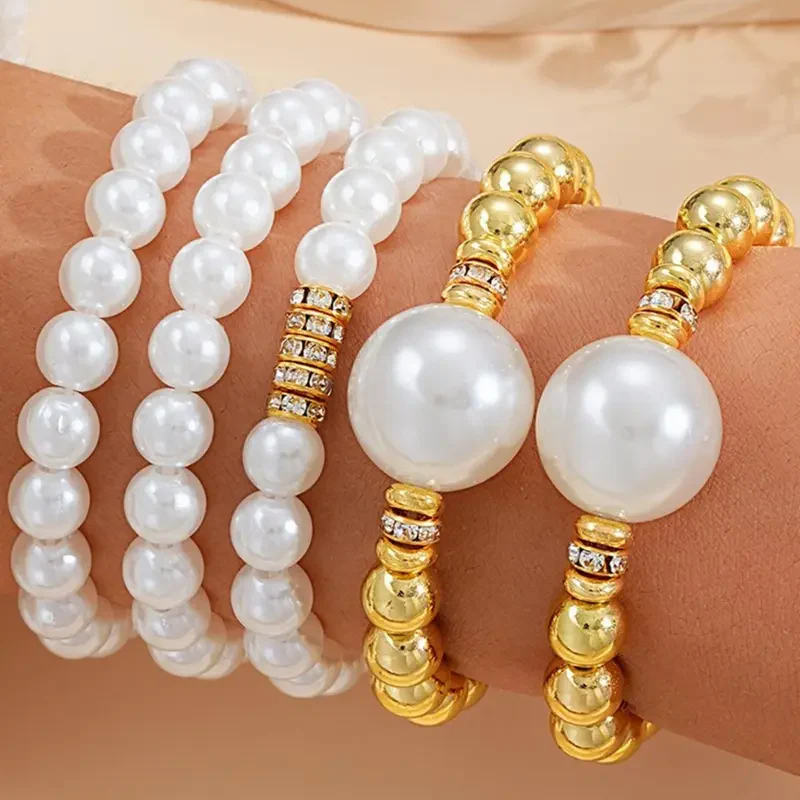 Chunky Pearl Beaded Bracelet Set - Image 5
