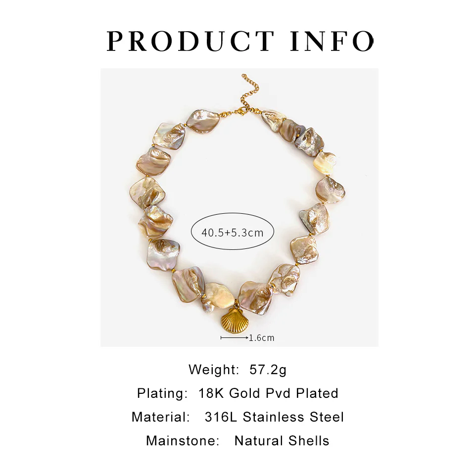Chunky Shell Pearl Choker with Gold Seashell Charm - Image 4