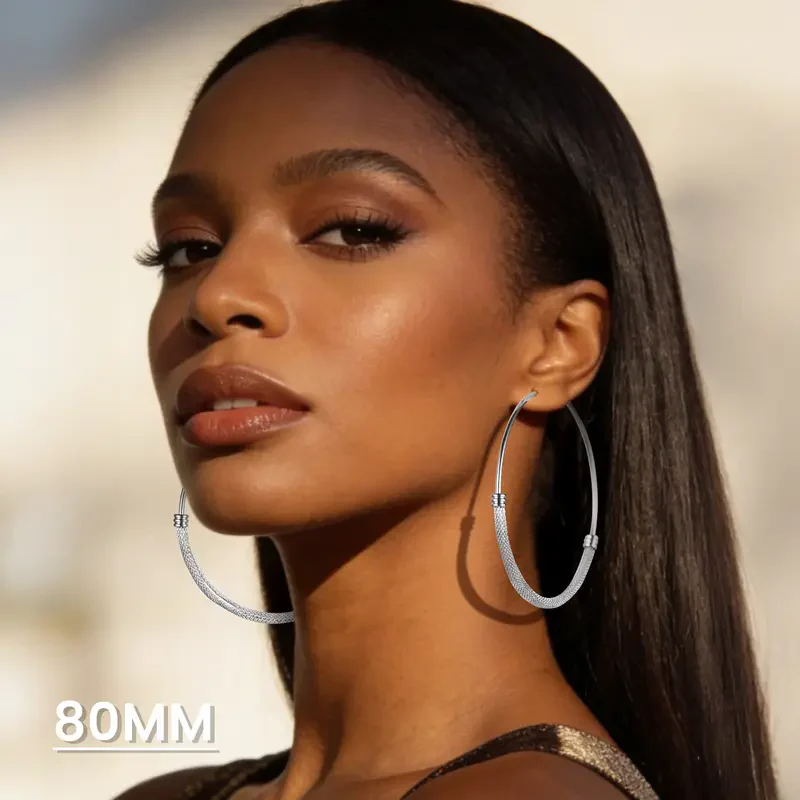 Chunky Textured Hoop Earrings - Image 5