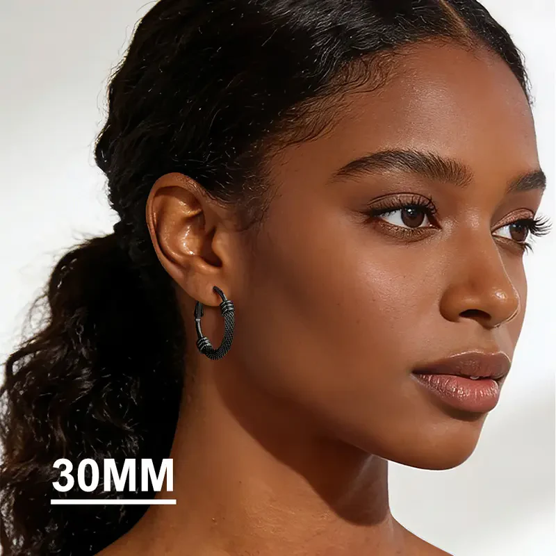 Chunky Textured Hoop Earrings - Image 6