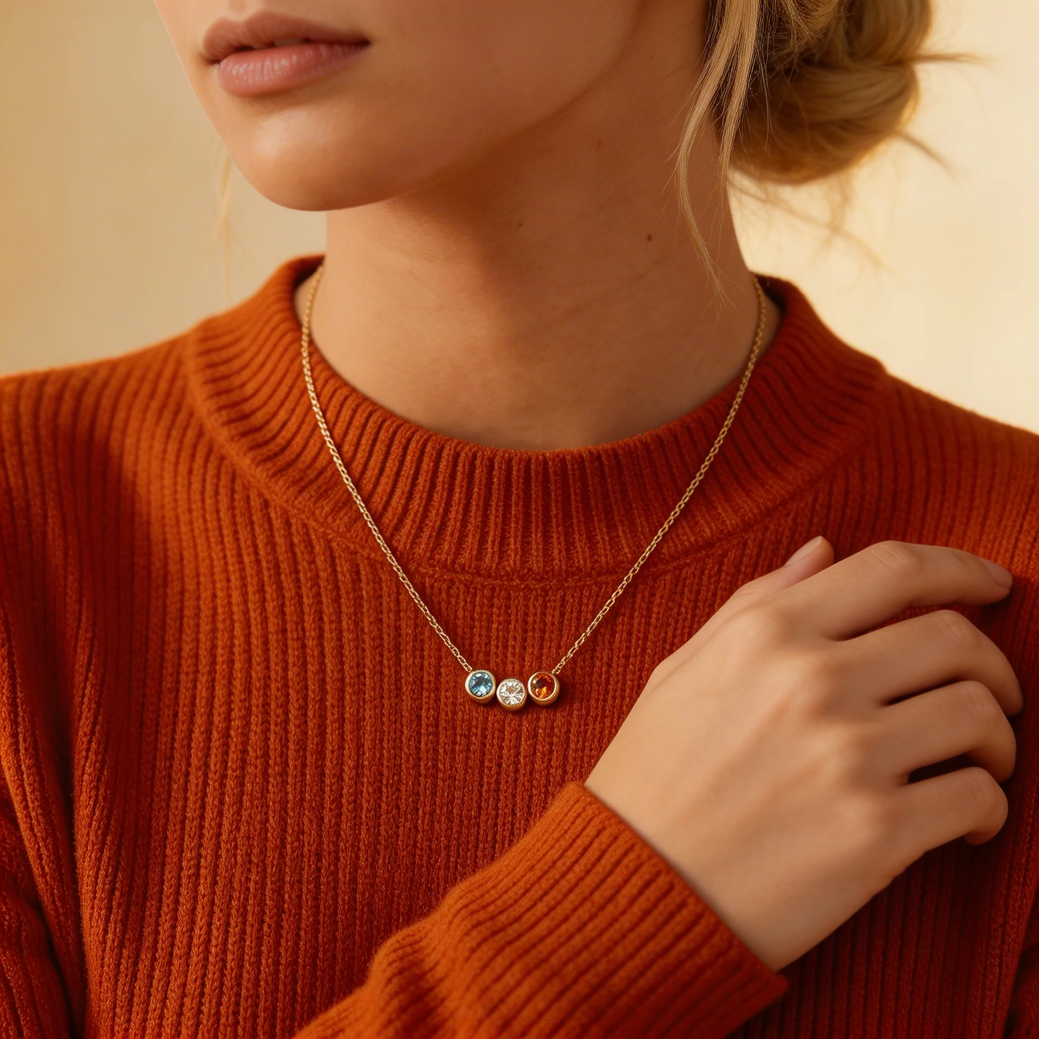 Circle Birthstone Necklace - Image 4