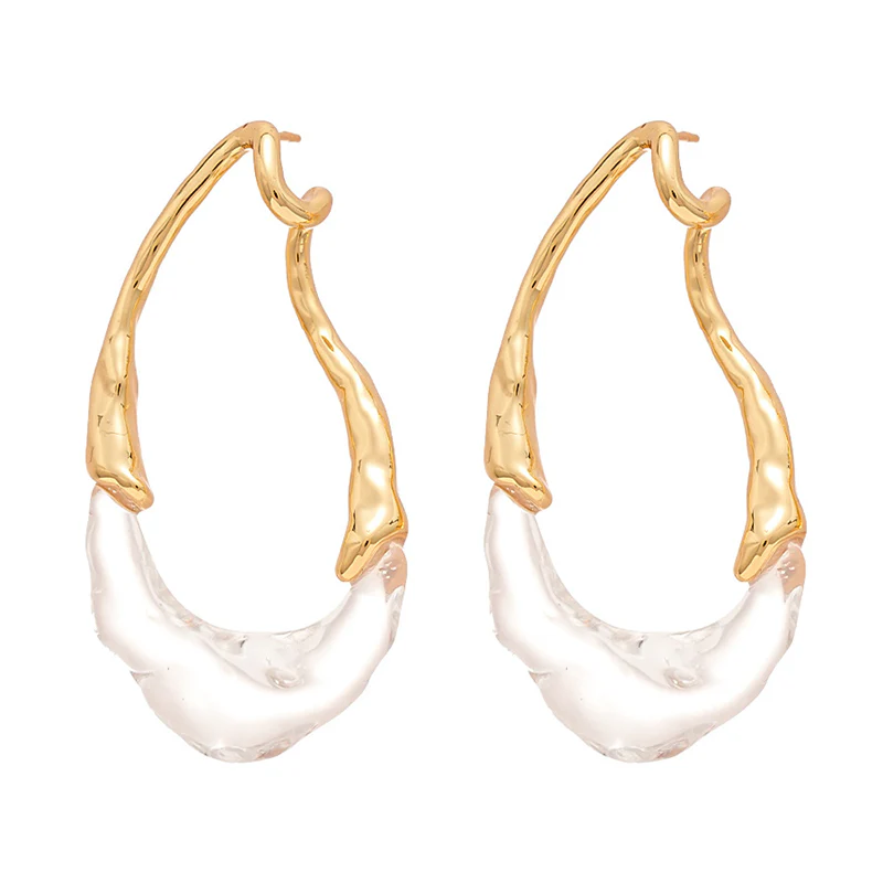 Clear Resin Teardrop Hoop Earrings - Image 2