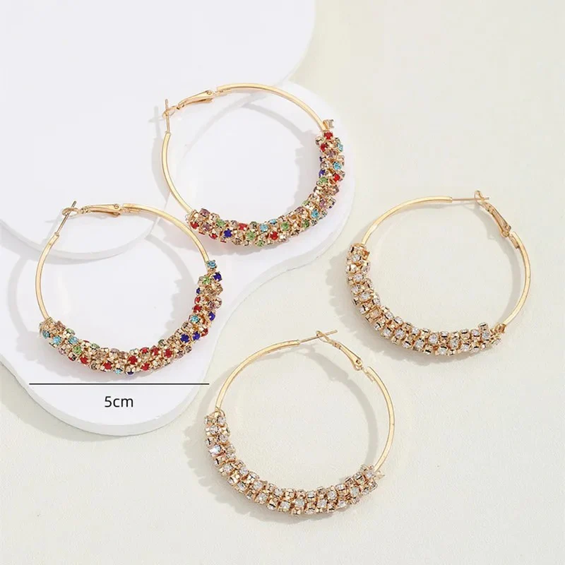 Colorblock Rhinestone Earrings - Image 3