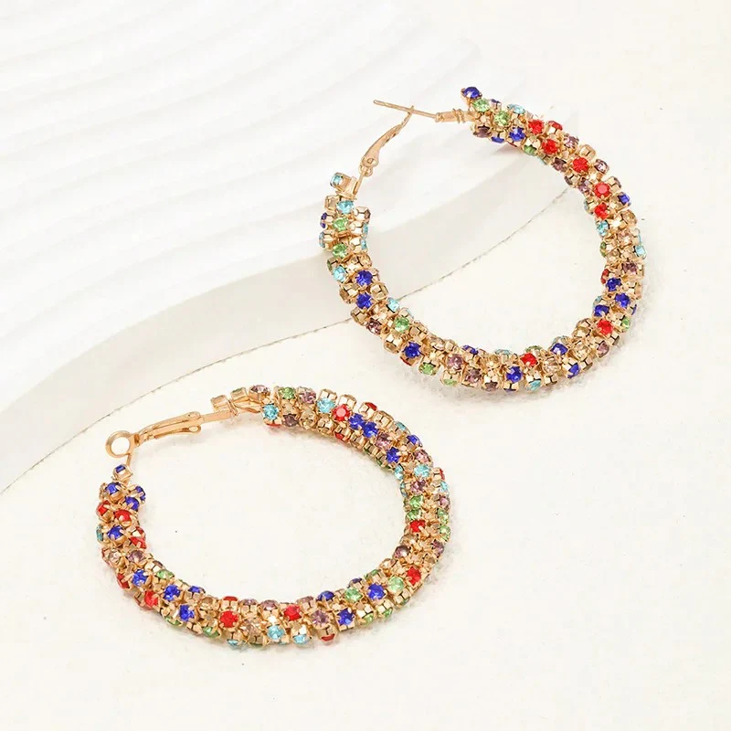 Colorblock Rhinestone Earrings - Image 4