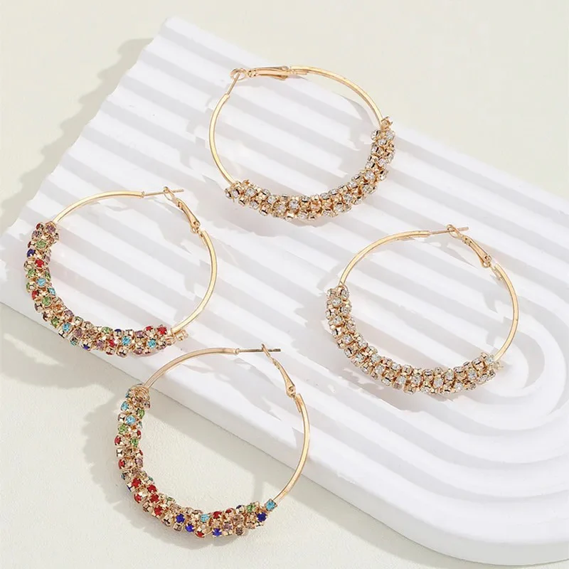 Colorblock Rhinestone Earrings - Image 5
