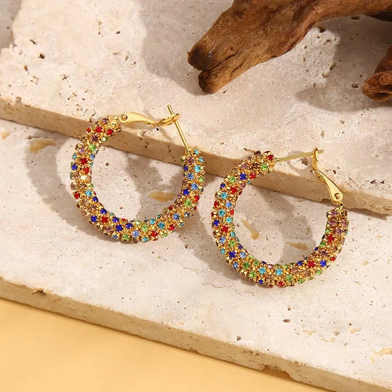 Colorblock Rhinestone Earrings - Image 6