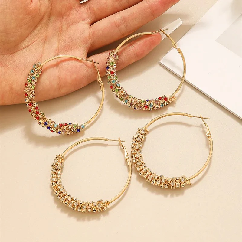 Colorblock Rhinestone Earrings - Image 7
