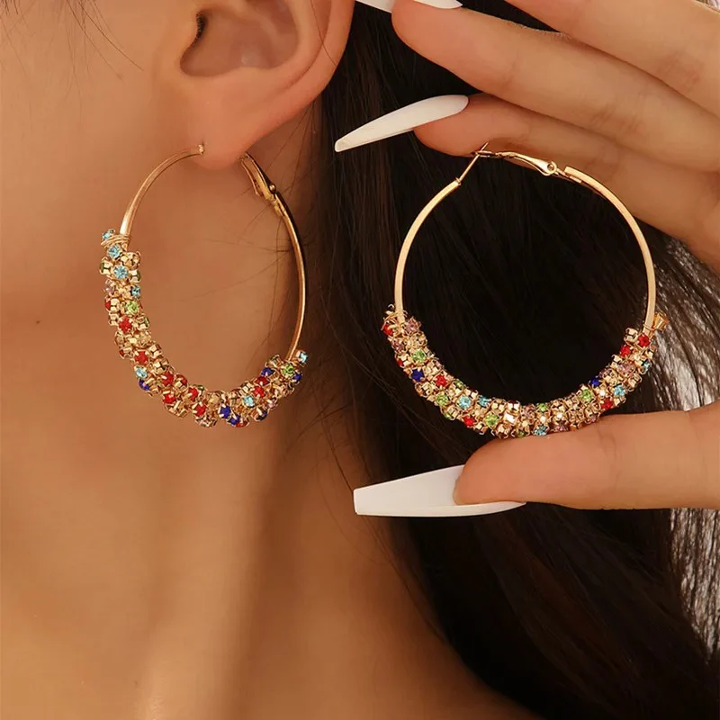 Colorblock Rhinestone Earrings - Image 8