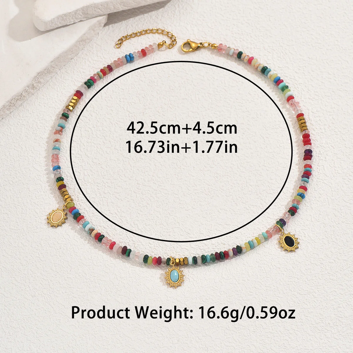 Colorful Beaded Charm Necklace - Image 2