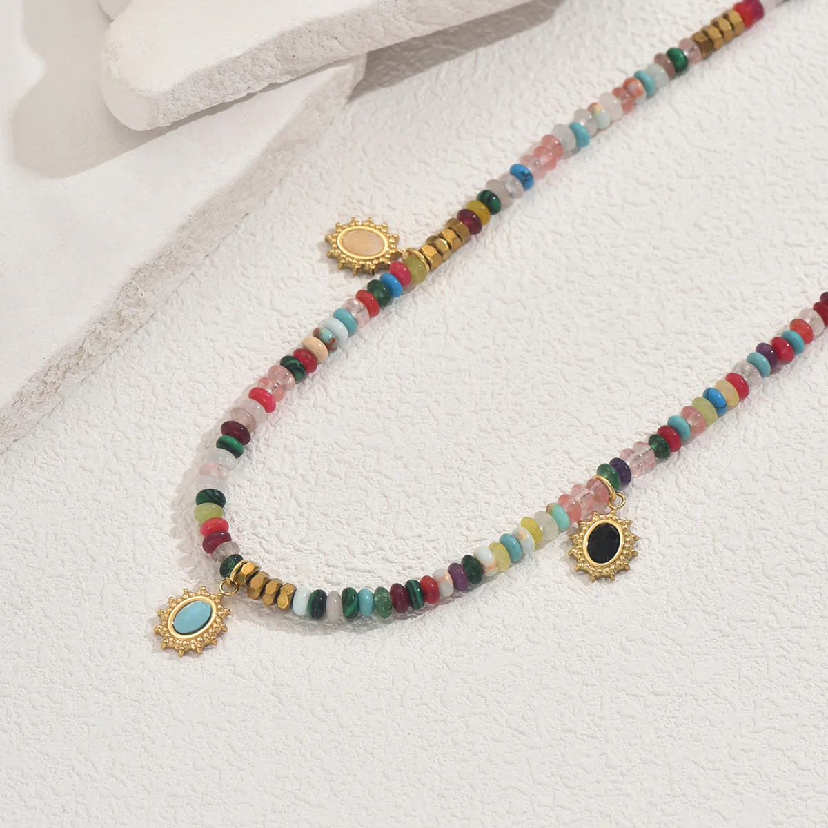 Colorful Beaded Charm Necklace - Image 3