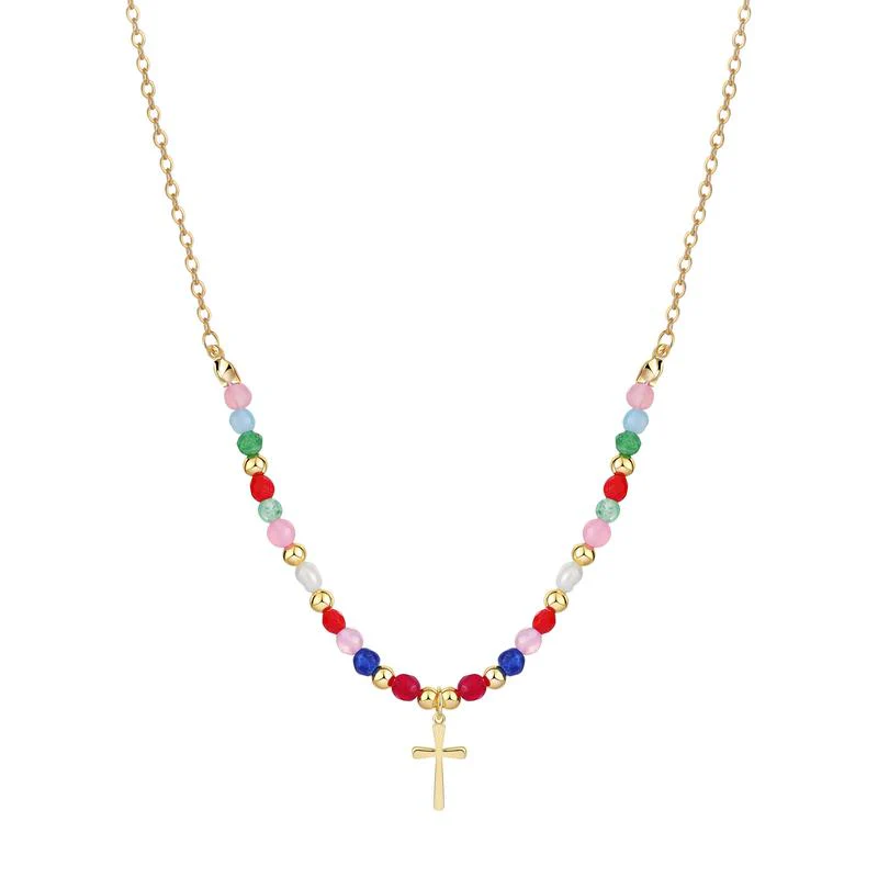 Colorful Beaded Cross Necklace - Image 5