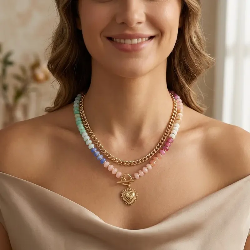 Colorful Beaded Double Layer Necklace