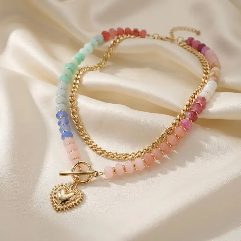 Colorful Beaded Double Layer Necklace - Image 2