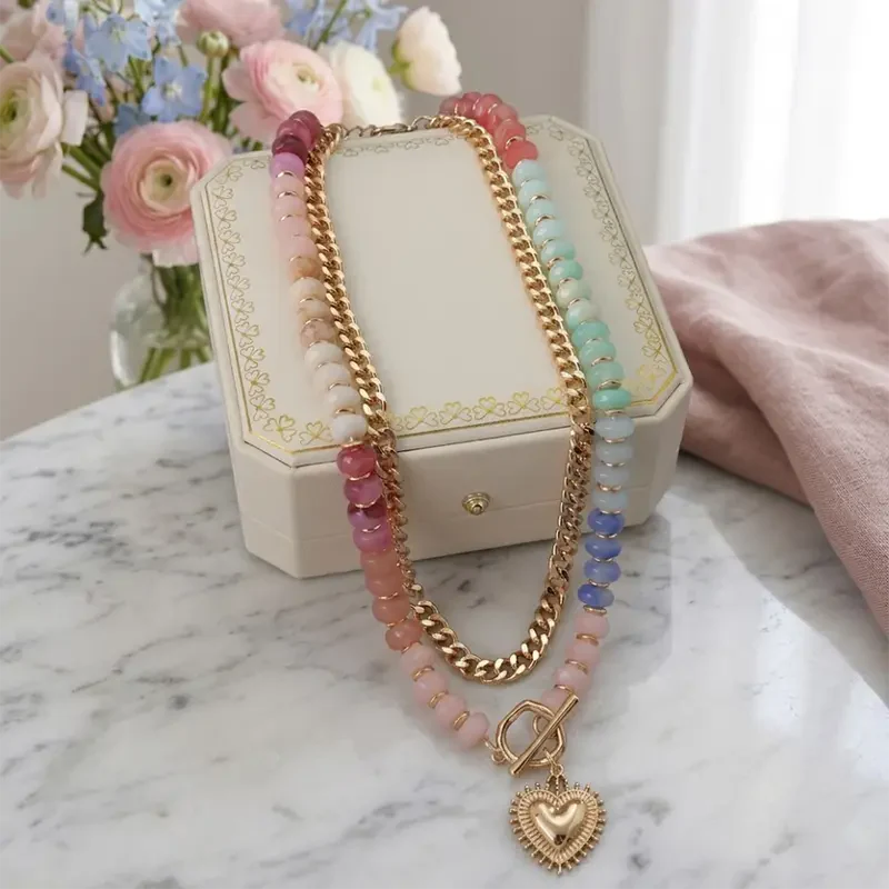 Colorful Beaded Double Layer Necklace - Image 5