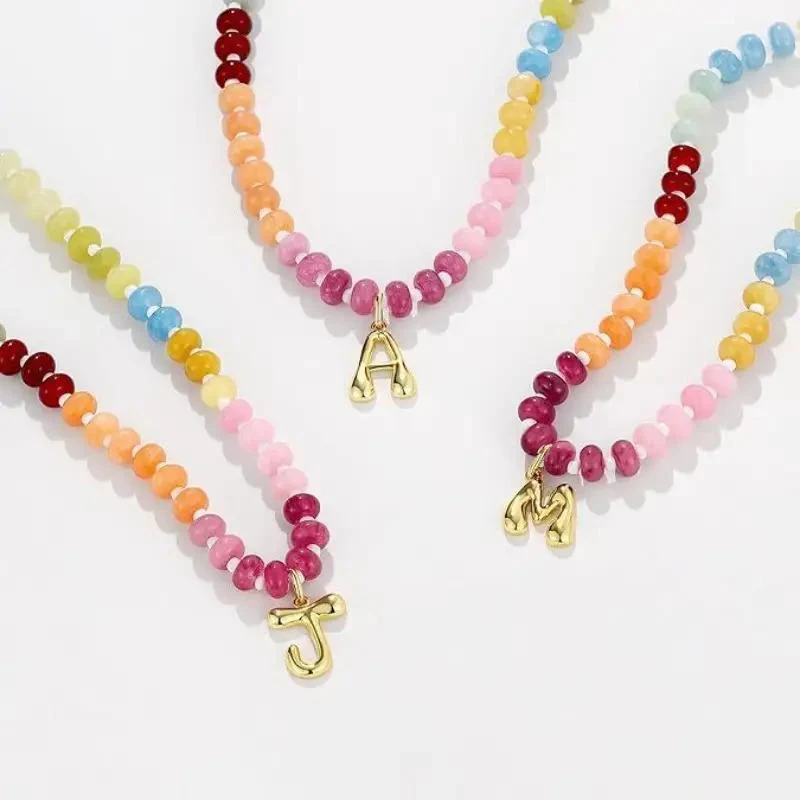 Colorful Beaded Initial Necklace