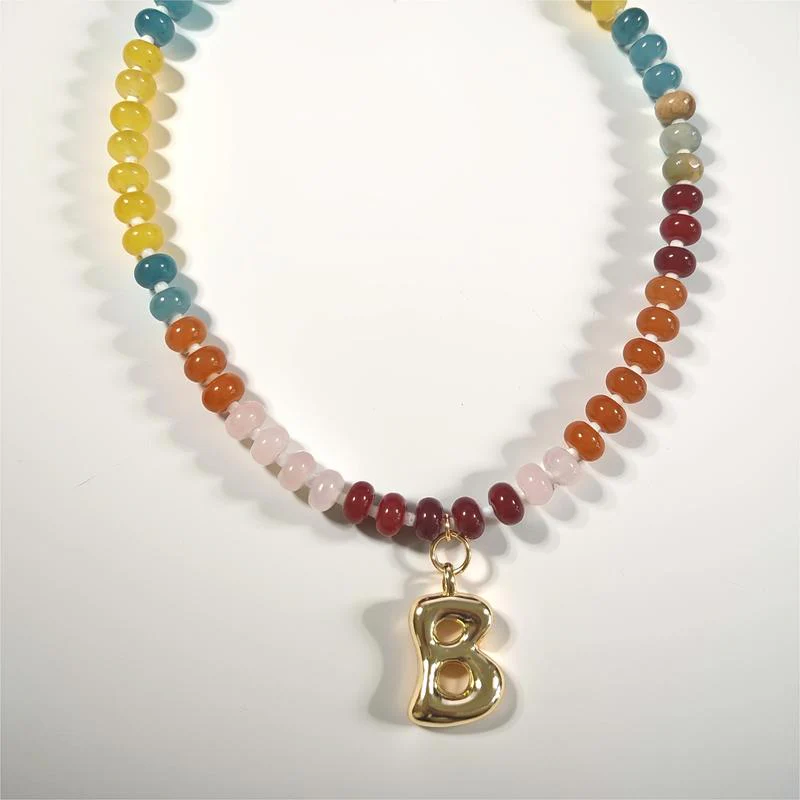 Colorful Beaded Initial Necklace - Image 5