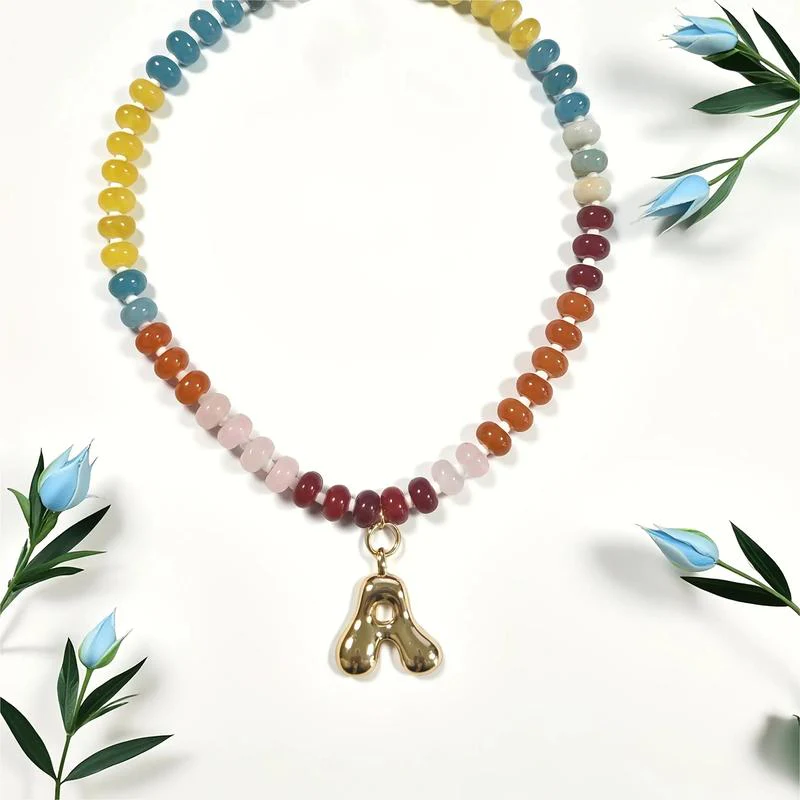 Colorful Beaded Initial Necklace - Image 6