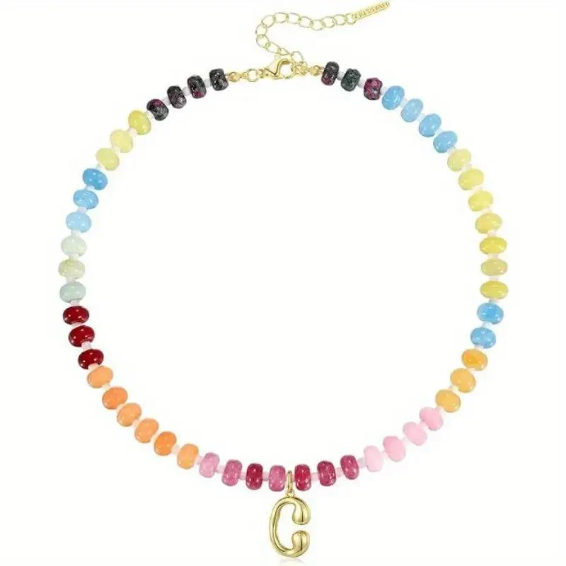 Colorful Beaded Initial Necklace - Image 7
