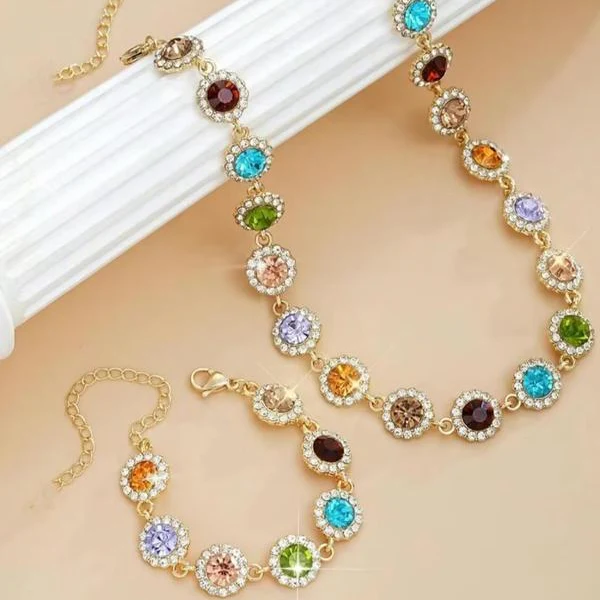Colorful Circles Necklace And Bracelet Set - Image 6