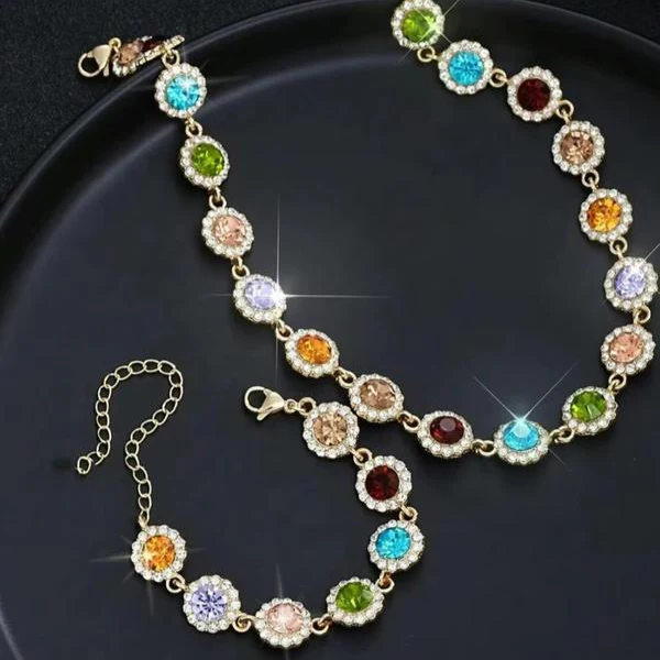 Colorful Circles Necklace And Bracelet Set - Image 7
