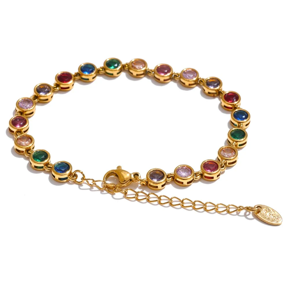 Colorful Circles Necklace and Bracelet Set - Image 2