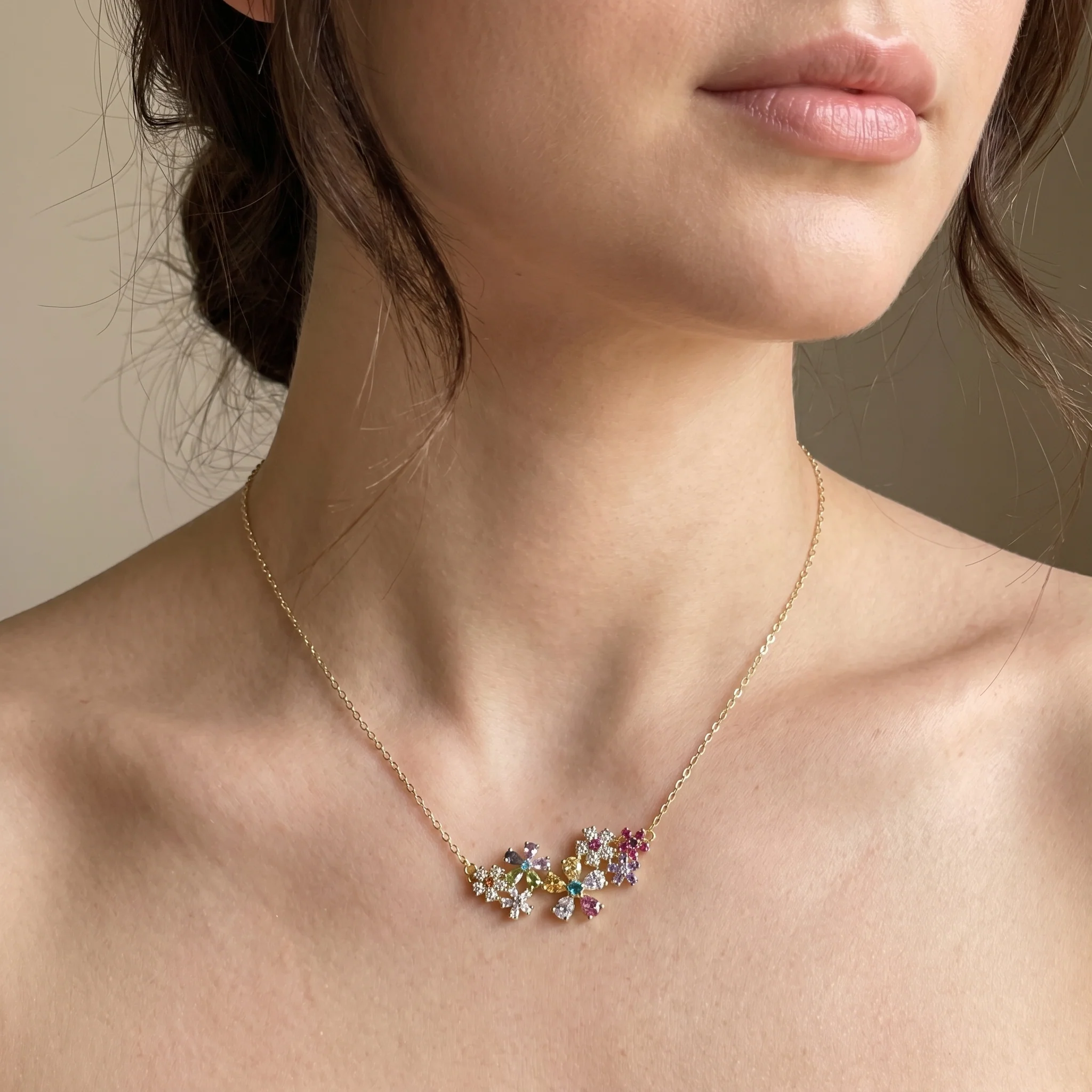 Colorful Crystal Flower Necklace