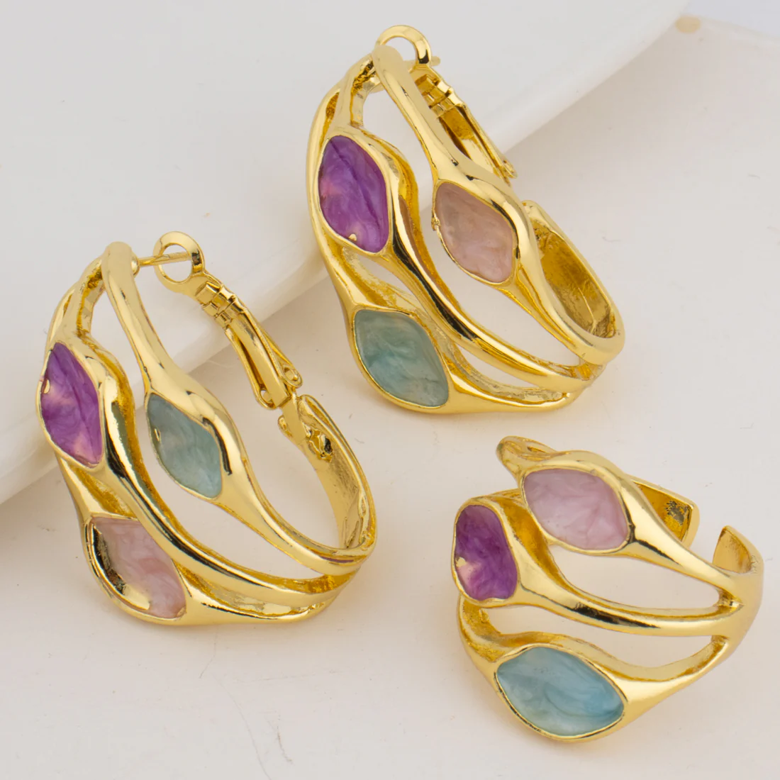 Colorful Earrings & Ring Set for Women - Image 3