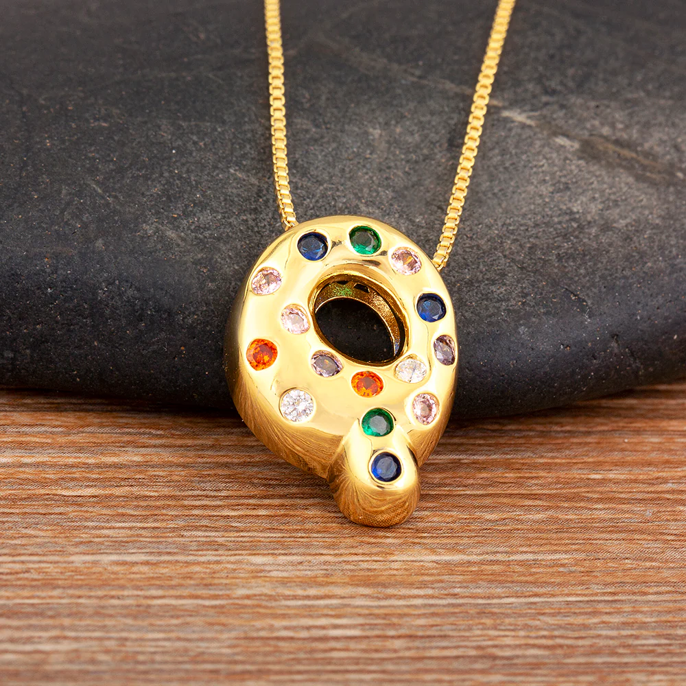 Colorful Gem Bubble Initial Pendant Necklace - Image 11