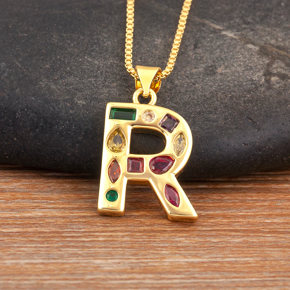 Colorful Gemstone Initial Pendant Necklace - Image 10