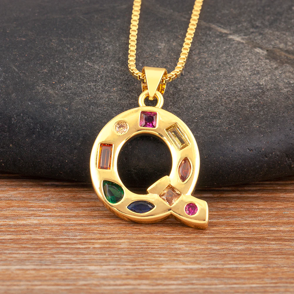 Colorful Gemstone Initial Pendant Necklace - Image 11