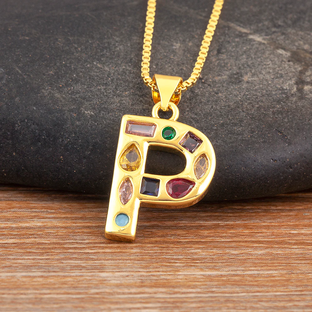 Colorful Gemstone Initial Pendant Necklace - Image 12