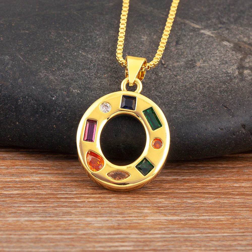 Colorful Gemstone Initial Pendant Necklace - Image 13