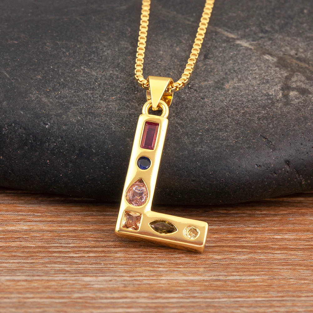 Colorful Gemstone Initial Pendant Necklace - Image 16